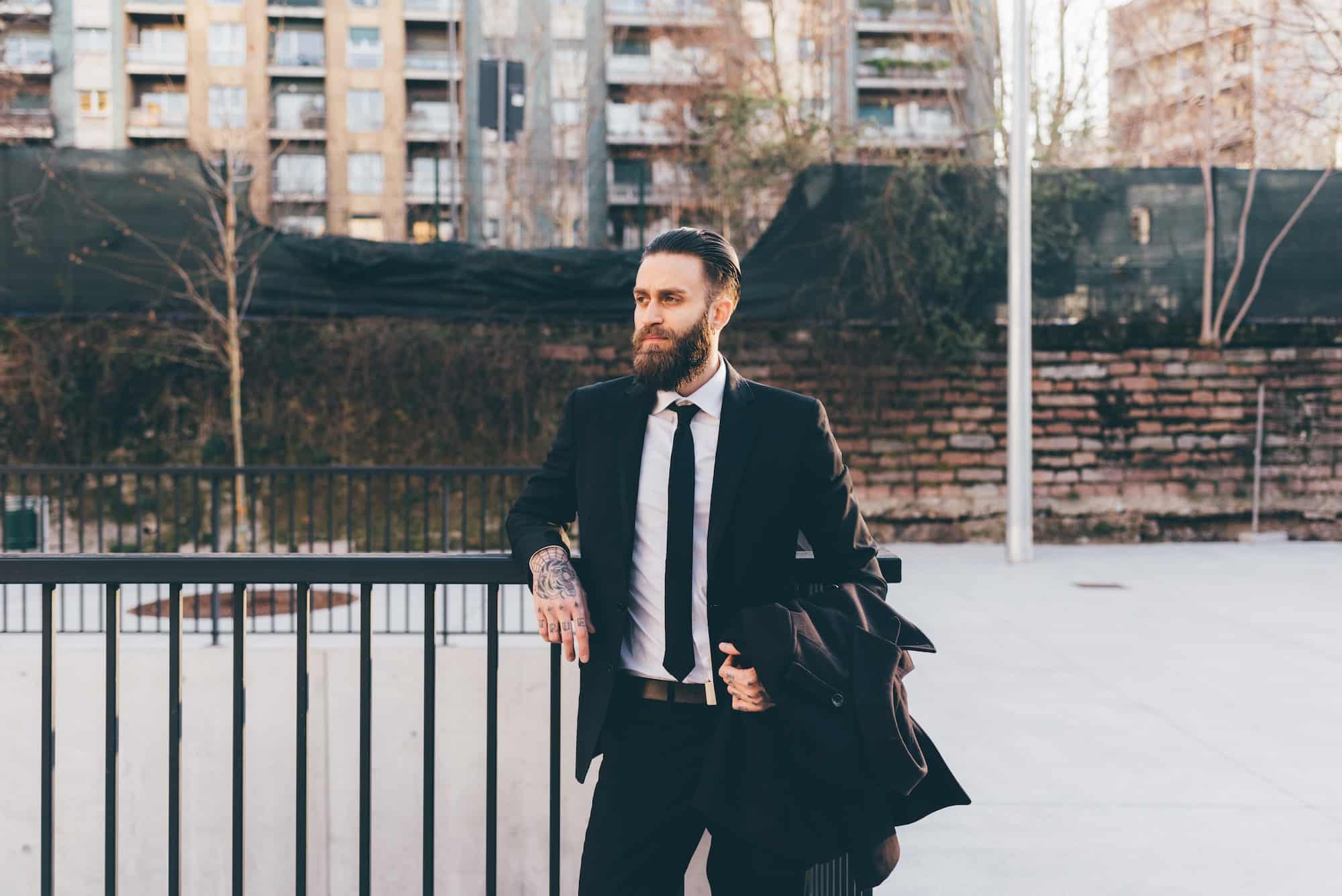 Young bearded business man outdoor