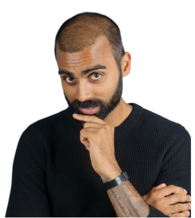 A man with a beard and chin on his chin.