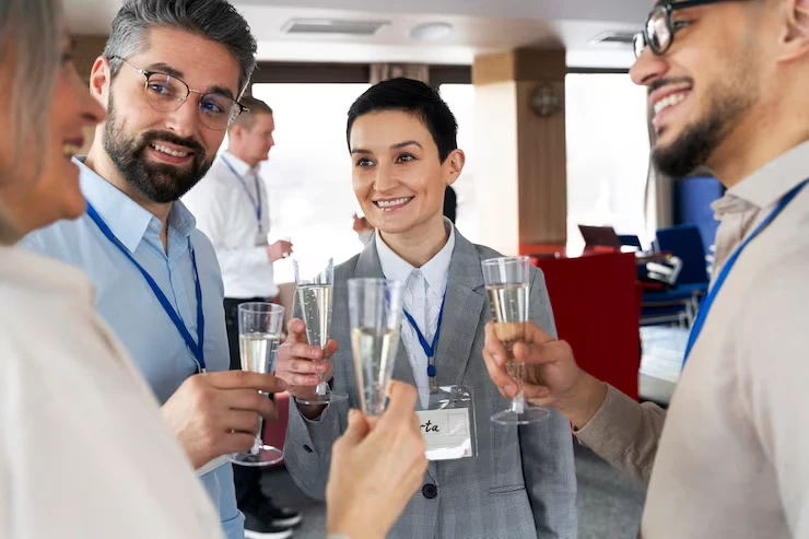 Professional corporate event management team organizing a large business event in Phoenix city.