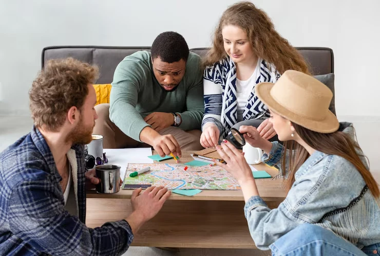 Experts organizing team-building activities and corporate retreats for business clients.