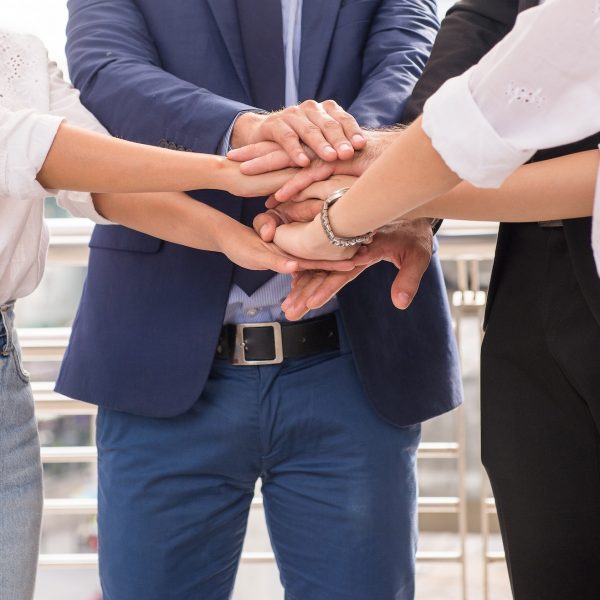 Business join hands success for dealing,Team work to achieve goals,Hand group coordination
